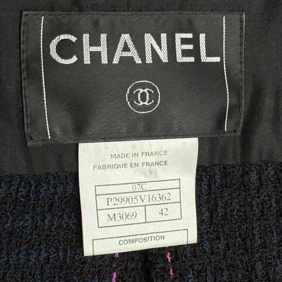 Chanel Cruise Collection 07 Tweed Jacket 42 EU 10 US Black Navy Pink White - Picture 6 of 14
